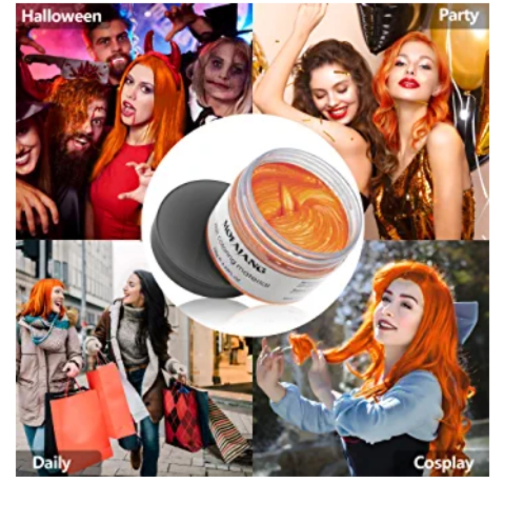 Orange Temporary Hair Dye Wax Natural Instant Hair Color Wax Pomades 4.23 oz,